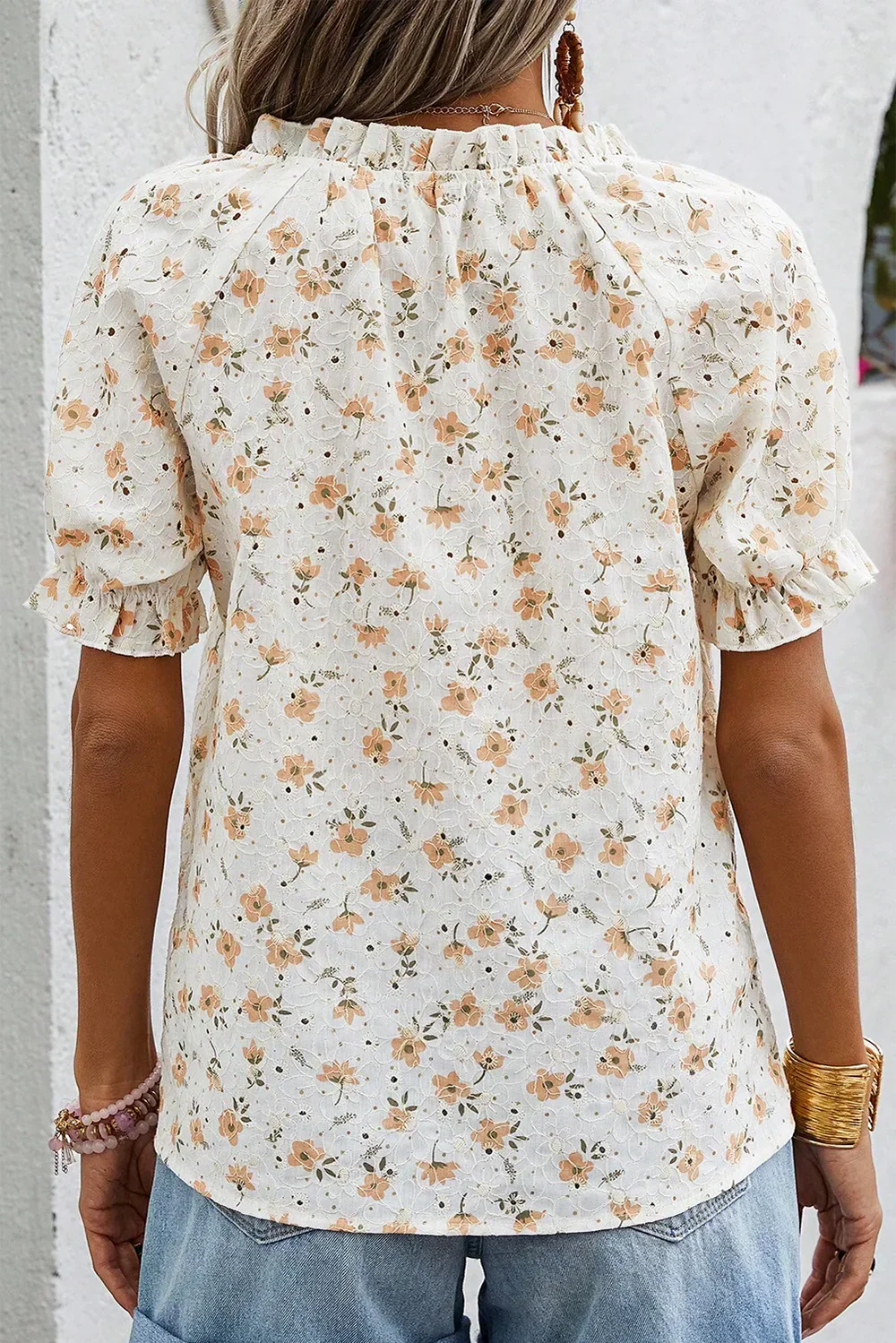 Monica - Geblümte Bluse im Vintage-Stil mit Puffärmeln