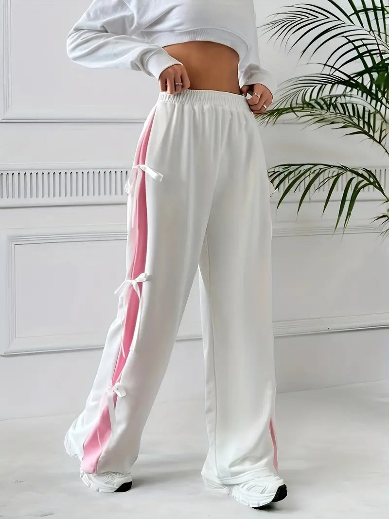 Florence - Lässige weiße Sporthose mit Schleife