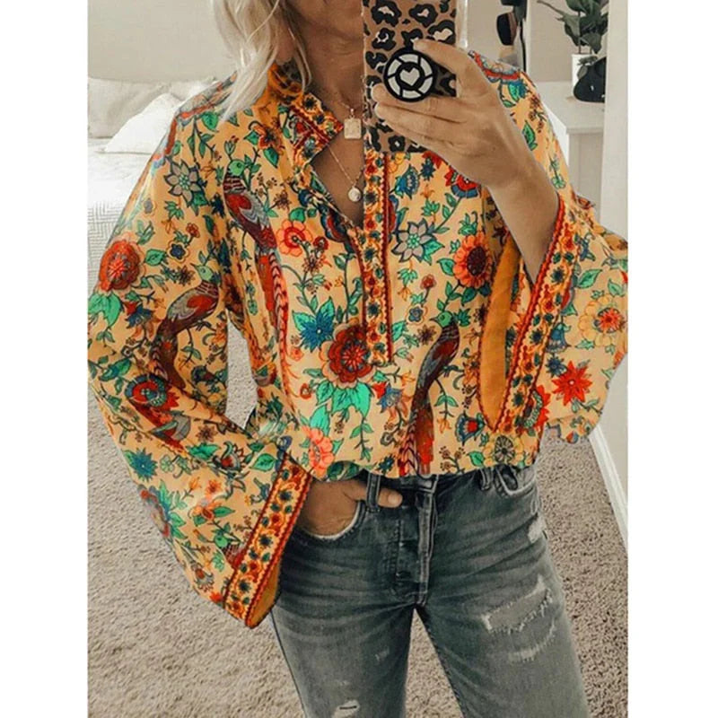 Sienna - Bluse mit böhmischem Blumenmuster