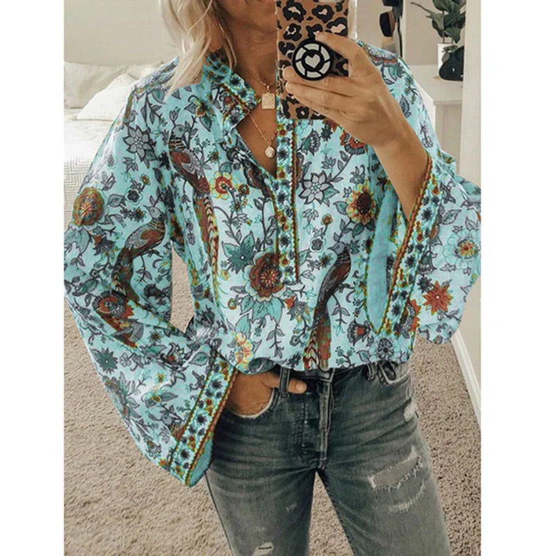 Sienna - Bluse mit böhmischem Blumenmuster