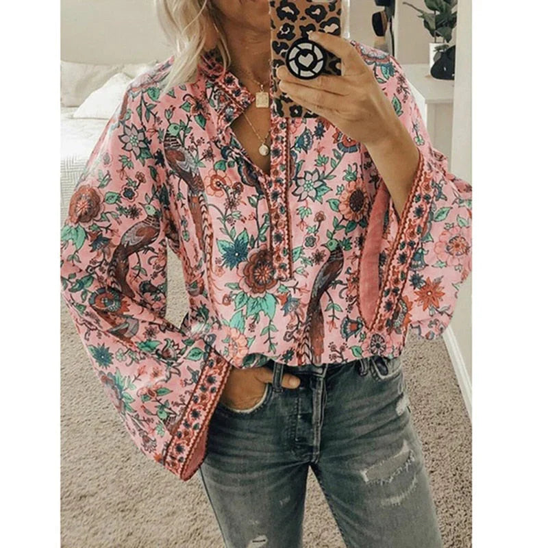 Sienna - Bluse mit böhmischem Blumenmuster