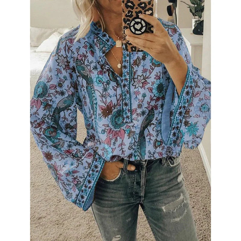 Sienna - Bluse mit böhmischem Blumenmuster