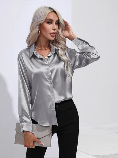 Aubrey - Elegantes langärmeliges Seidentop für Damen