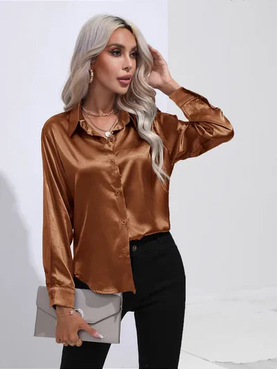 Aubrey - Elegantes langärmeliges Seidentop für Damen