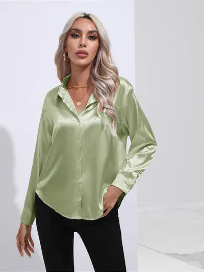Aubrey - Elegantes langärmeliges Seidentop für Damen