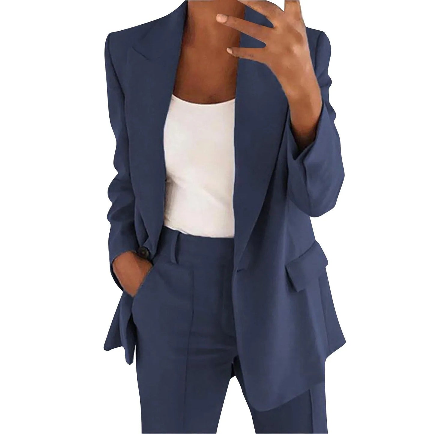 MiraSet - Damen-Anzug-Set mit Blazer und Hose in Uni-Farbe