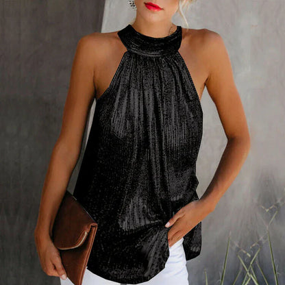 Elena - Elegantes zweifarbiges ärmelloses Neckholder-Top