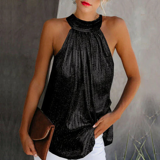 Elena - Elegantes zweifarbiges ärmelloses Neckholder-Top