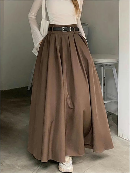 Mirella - Langer Faltenrock mit hoher Taille
