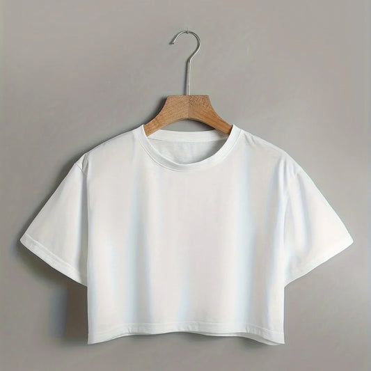 Camille - Damen Crop Top mit kurzen Ärmeln und Rundhalsausschnitt