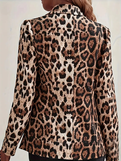 Evie - Blazer mit offener Vorderseite und Leopardenmuster