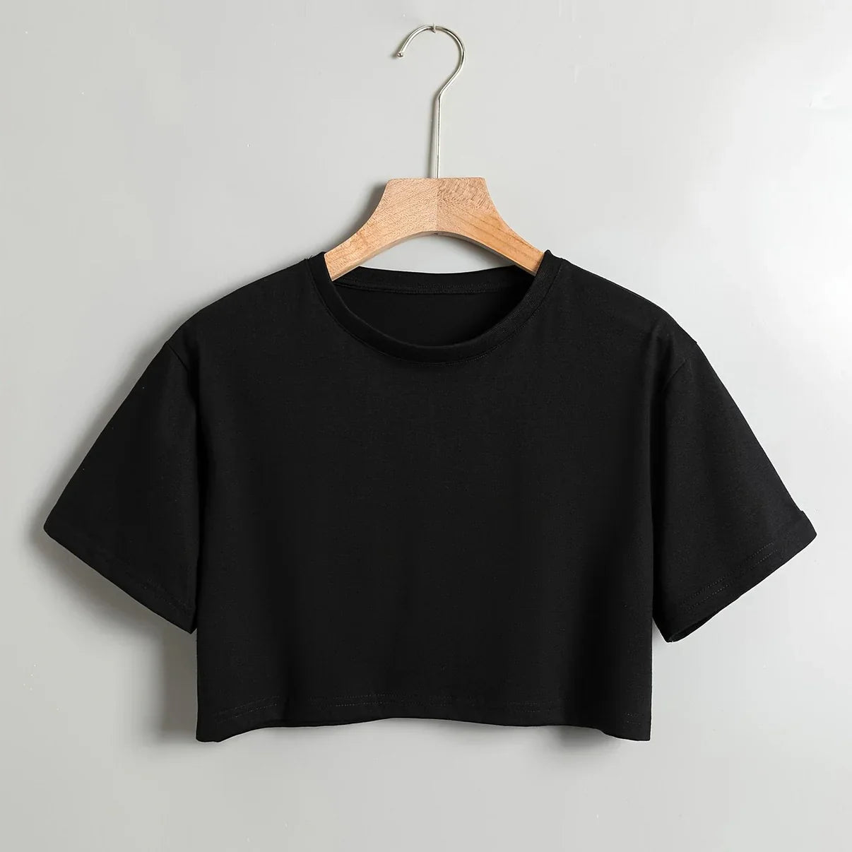 Camille - Damen Crop Top mit kurzen Ärmeln und Rundhalsausschnitt