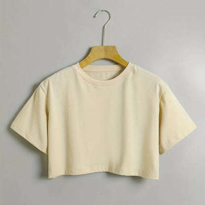 Camille - Damen Crop Top mit kurzen Ärmeln und Rundhalsausschnitt