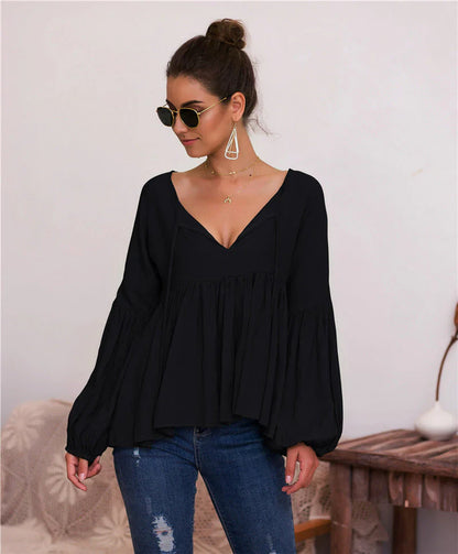 Naomi - Elegantes Top mit langen Puffärmeln