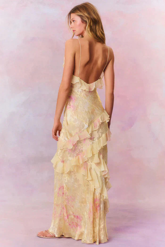 Levitia - Traumhaftes gerafftes Maxikleid