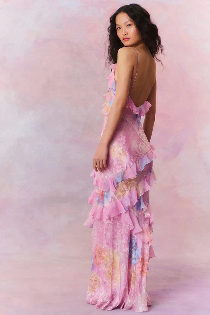 Levitia - Traumhaftes gerafftes Maxikleid