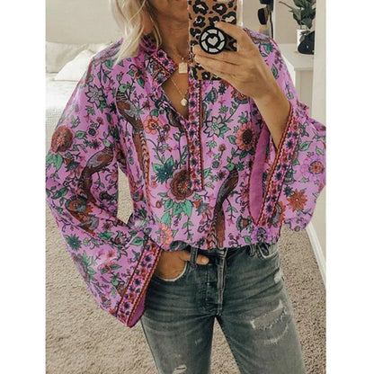 Sienna - Bluse mit böhmischem Blumenmuster