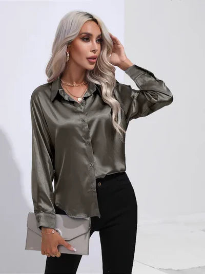 Aubrey - Elegantes langärmeliges Seidentop für Damen