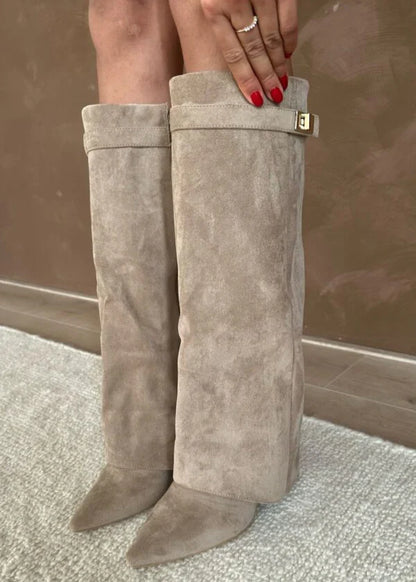 Elisara - Hochwertige kniehohe Stiefel aus Wildleder