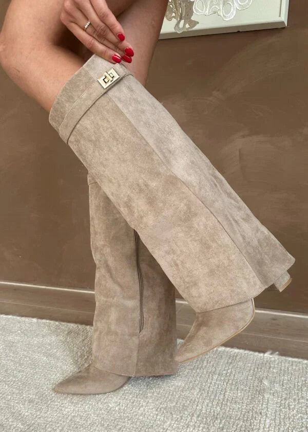 Elisara - Hochwertige kniehohe Stiefel aus Wildleder