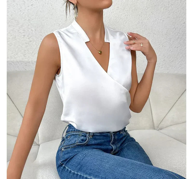 Lana - Elegantes ärmelloses Top mit V-Ausschnitt für Frauen