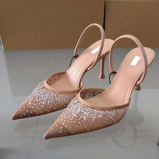 Zelma - Paillettenbesetzte Damen-Sandalen mit Zehenspitze aus Mesh