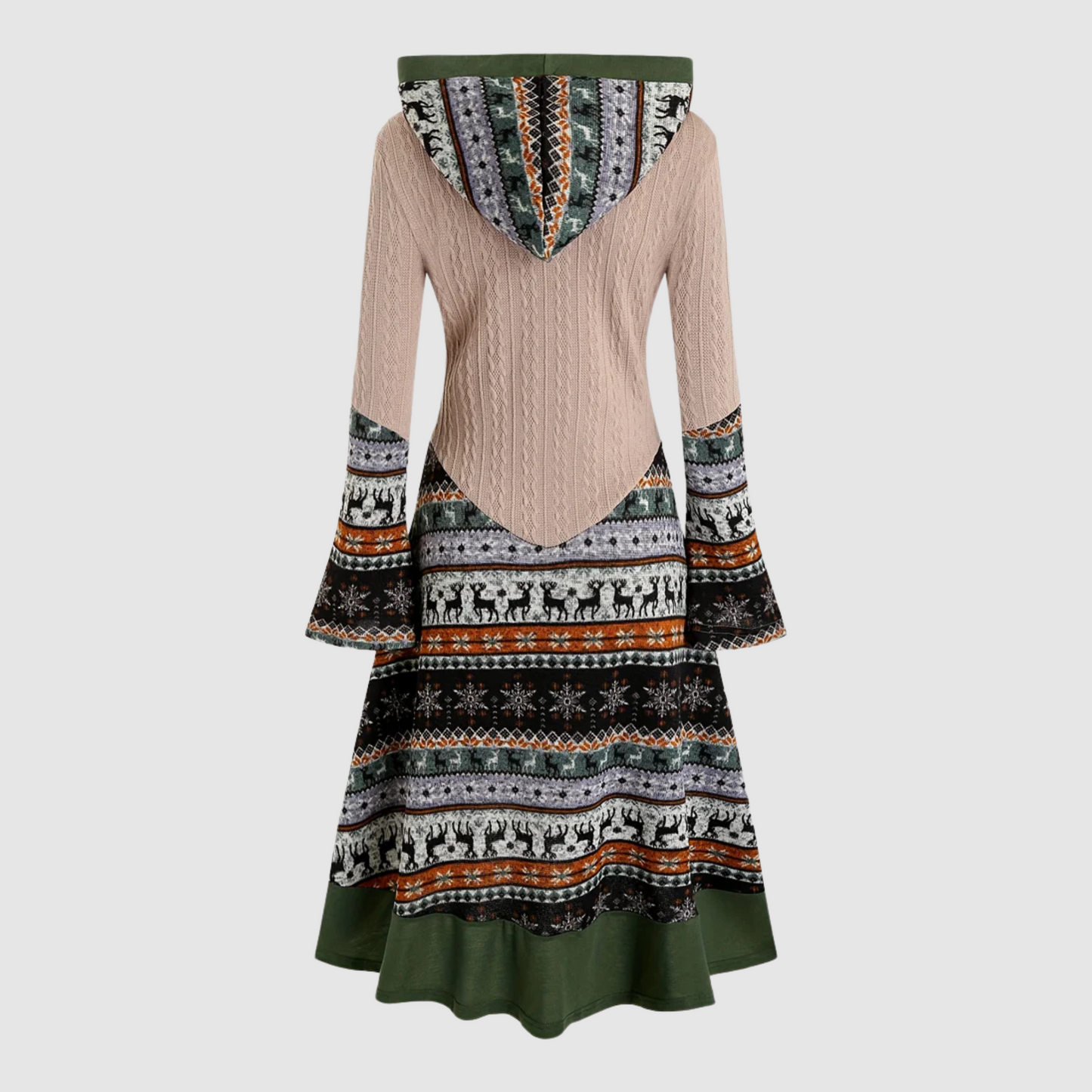 Betty - Elk Print Hooded Knitted Dress