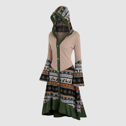 Betty - Elk Print Hooded Knitted Dress