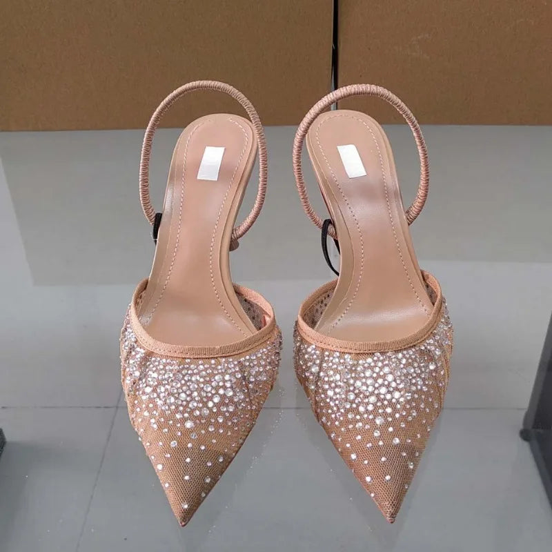 Zelma - Paillettenbesetzte Damen-Sandalen mit Zehenspitze aus Mesh