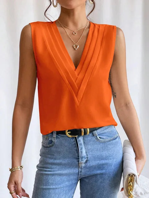 Natasha - Elegantes ärmelloses Top mit V-Ausschnitt