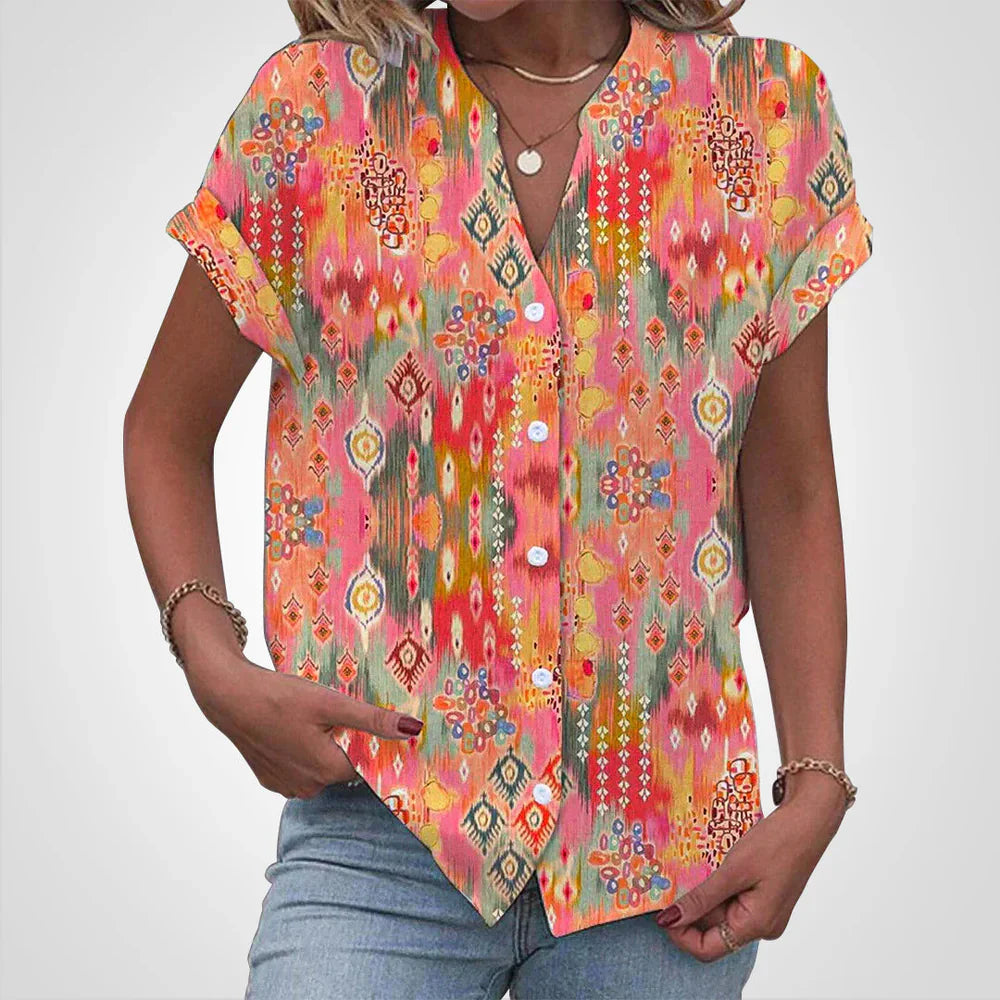 Zia - Bedruckte Bluse mit V-Ausschnitt