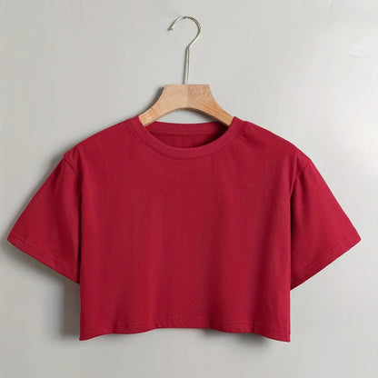 Camille - Damen Crop Top mit kurzen Ärmeln und Rundhalsausschnitt