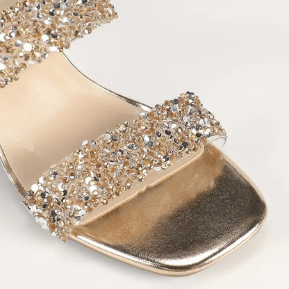 Therissa - Offene Damen-Sandalen mit Blockabsatz und Strass-Riemen