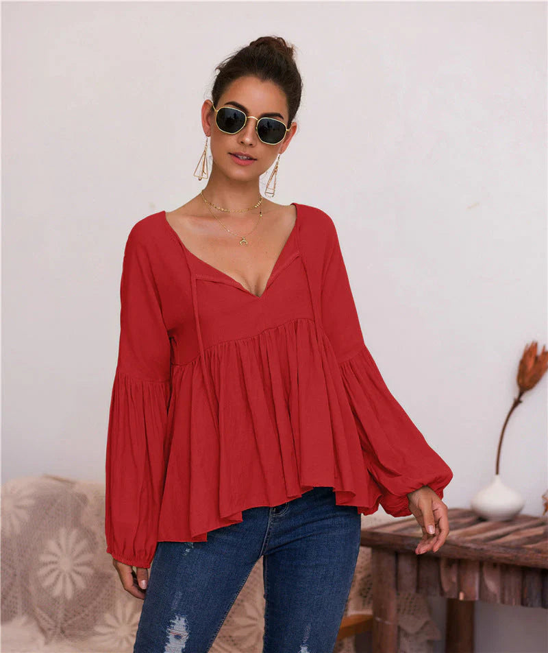 Naomi - Elegantes Top mit langen Puffärmeln