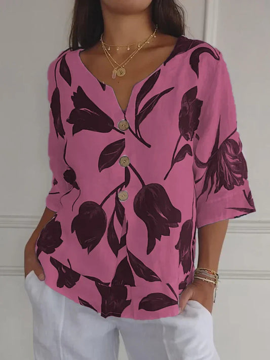 Geraldine - Bedruckte Bluse mit V-Ausschnitt