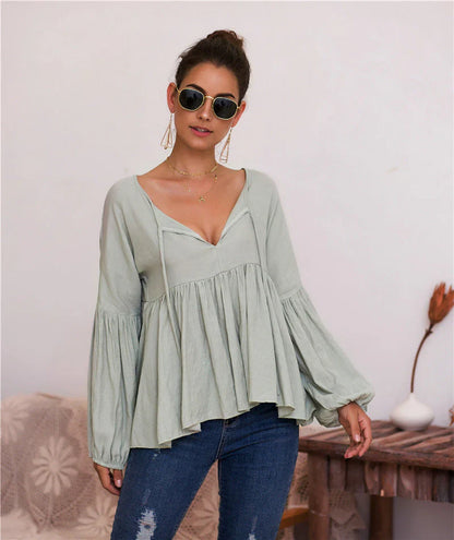 Naomi - Elegantes Top mit langen Puffärmeln